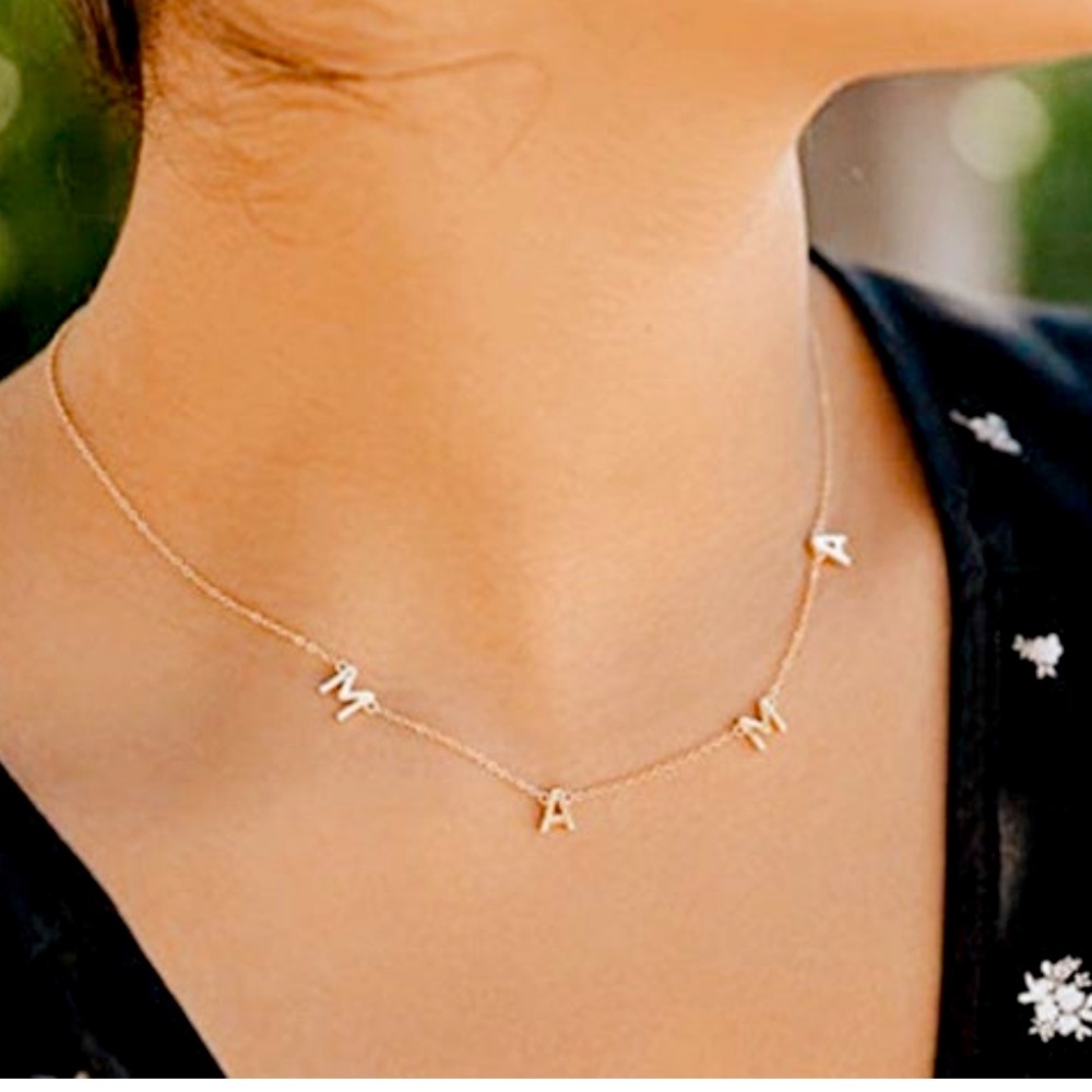 Gold Monogram MAMA Necklace For Mother's
Day Gift